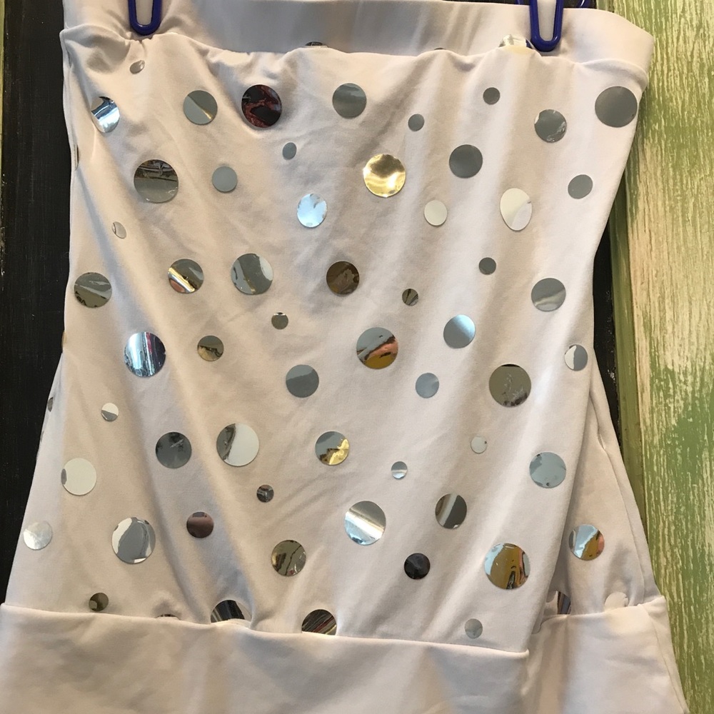 Large Too Mi Strapless White Mirrored Top